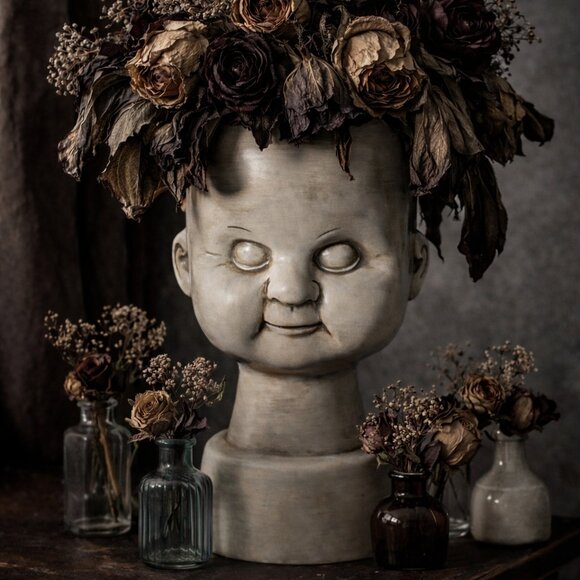 Killstar Other - Killstar Creepy Baby Doll Head Vase Gothic Home Decor Goth Planter New In Box
